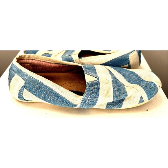TOMS Womens Shoes Alpargata Original Canvas Classics Blue/White Striped Size 8 - Picture 6 of 12